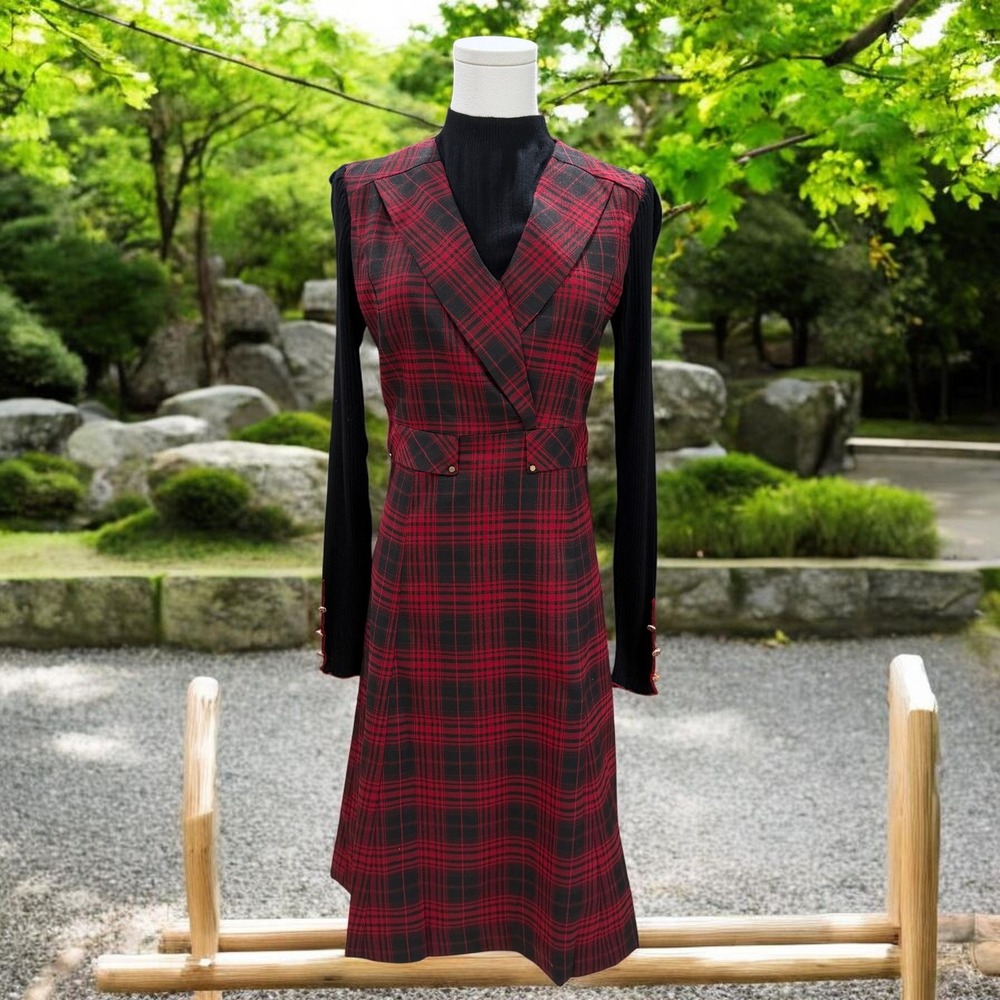 Metallic Plaid‎ Midi Jumper Dress Academia Dark Academia Preppy Fall Winter Look